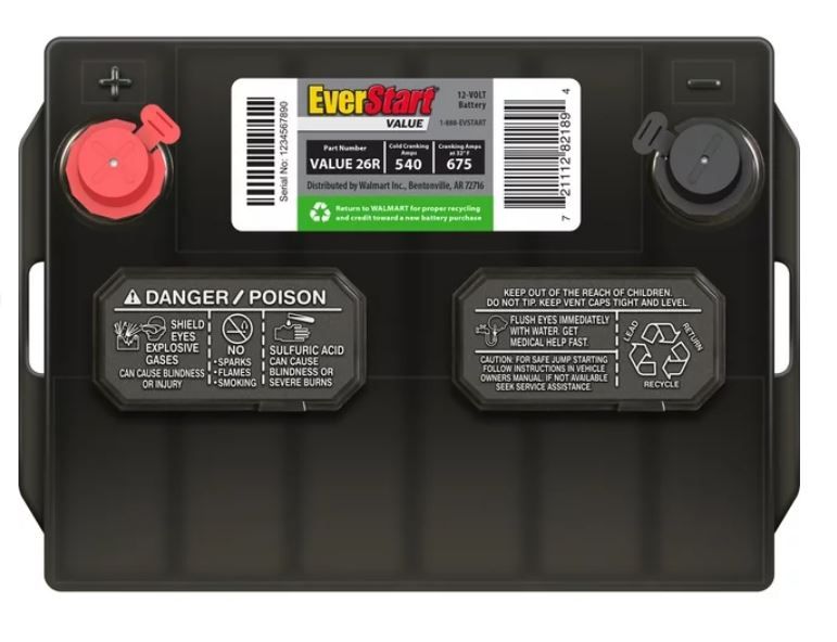 EverStart Value Lead Acid Automotive Battery, Group Size 26R - 540 CCA - 12 Volts