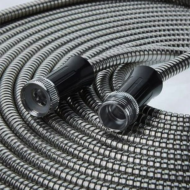 Bionic Steel Garden Hose, 304 Stainless Steel Metal Water Hose ¨C Flexible, Lightweight, Crush Resistant Aluminum Fittings, Kink & Tangle Free, Rust Proof, 50 ft.