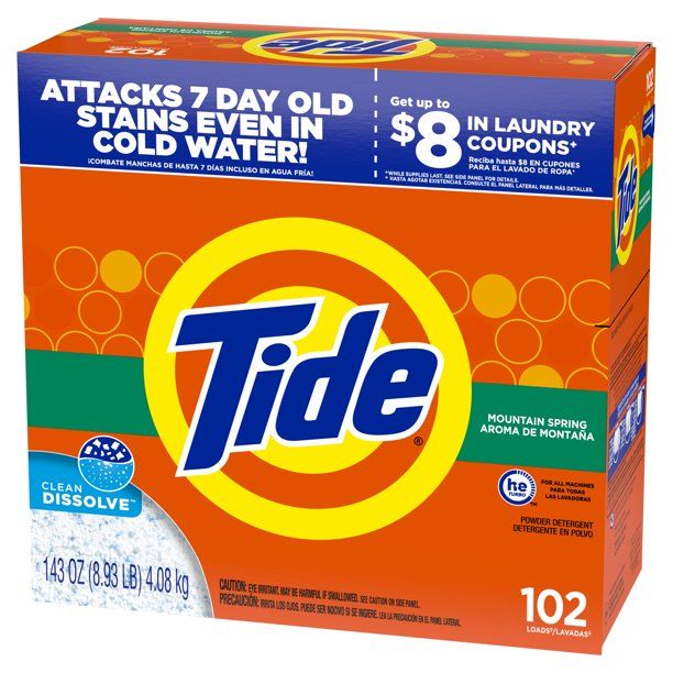 Tide Mountain Spring 102 Loads Powder Laundry Detergent; 143 oz