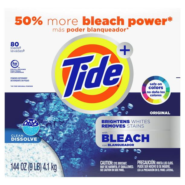 Tide Plus Bleach 80 Loads Powder Laundry Detergent; 144 oz