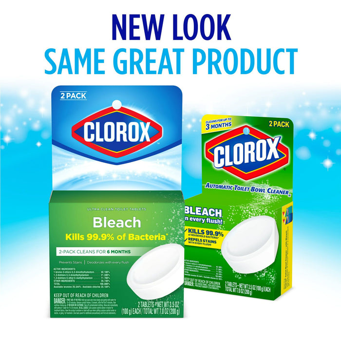 Clorox Bleach Automatic Toilet Bowl Cleaner Tablets, 2 Pack