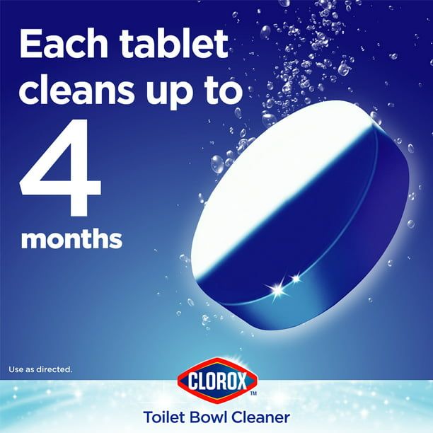 Clorox Bleach and Blue Toilet Tablets, Rain Clean, 4 Count