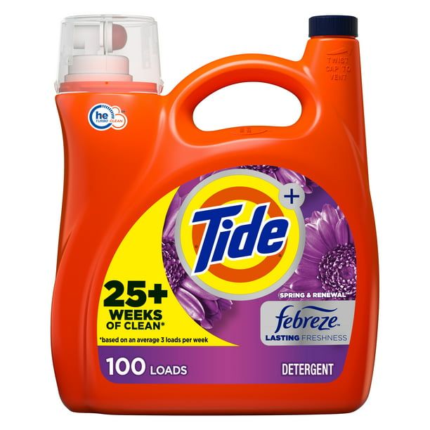 Tide Plus Febreze Spring & Renewal Liquid Laundry Detergent; 154 fl oz 100 Loads