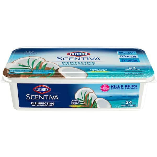 Clorox Scentiva Disinfecting Wet Mop Pads, Pacific Breeze and Coconut 24 Count