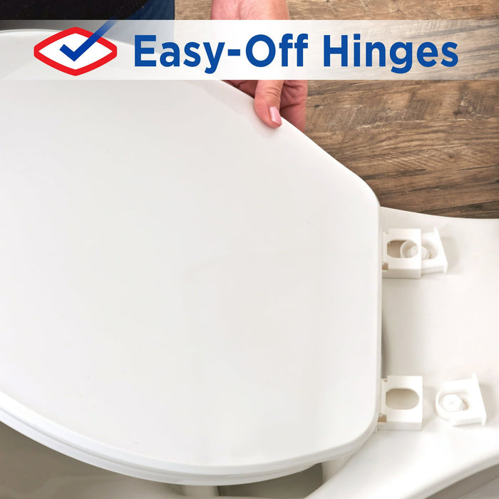 Clorox Antimicrobial Elongated Plastic Toilet Seat with Easy-off Hinges