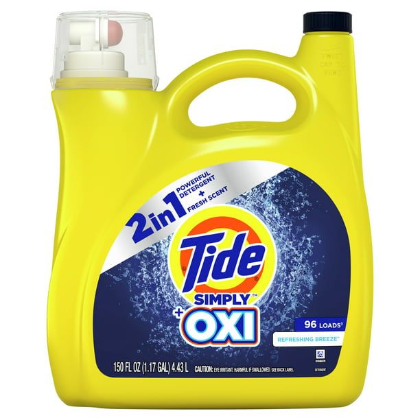 Tide Simply + Oxi Liquid Laundry Detergent; Refreshing Breeze 96 loads 150 fl oz