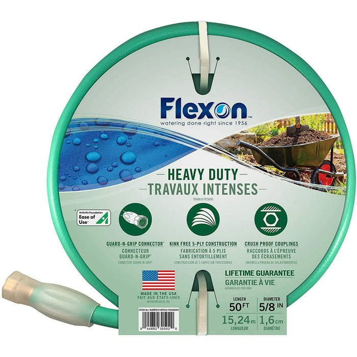 Flexon FXG5850 5/8-Inch x 50-Foot Heavy Duty 5-Ply Forever Garden Hose