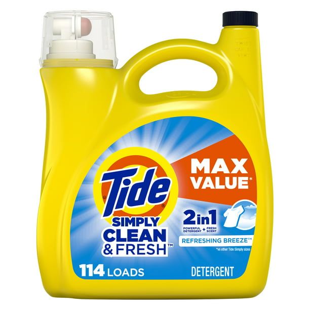 Tide Simply Clean & Fresh Liquid Laundry Detergent; Refreshing Breeze 114 loads 165 oz