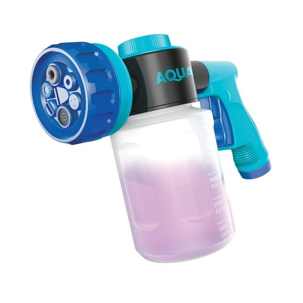 Aqua Joe Hose-Powered Multi-Purpose Spray Gun W/ Soap to Water Dial, 7 Patterns, 17 fl oz Capacity