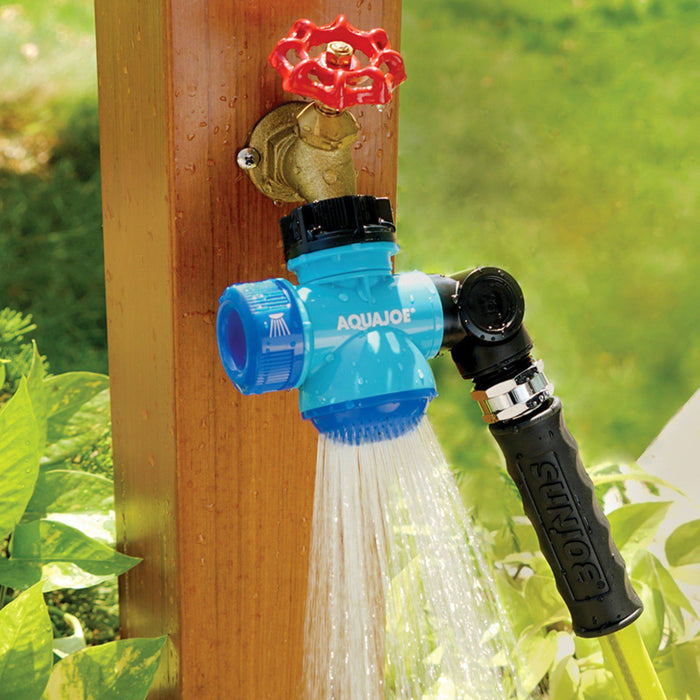 Aqua Joe Multi-Function Outdoor Faucet and Garden Hose Tap Connector