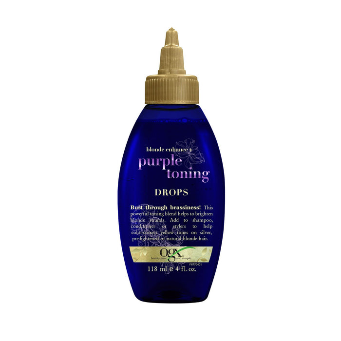 OGX Blonde Enhanced + Purple Toning Drops Pre-Lightened, Natural Blonde Hair Color Protection Keratin Treatment 4 fl oz