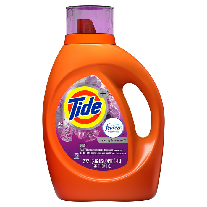 Tide plus Febreze Freshness Spring and Renewal Scent Liquid Laundry Detergent; 92 oz 59 loads