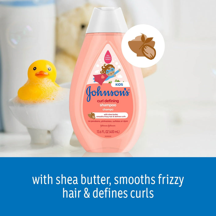 Johnson's Kids Curl Defining Shampoo with Shea Butter, Tear Free Hair Products for Curly Hair, 13.6 oz