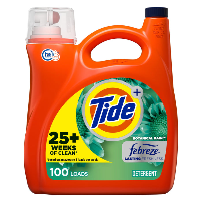 Tide Plus Febreze Freshness Liquid Laundry Detergent Botanical Rain; 154 fl oz 100 Loads