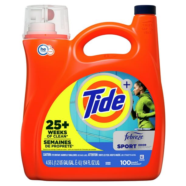 Tide Plus Febreze Sport Odor Defense Liquid Laundry Detergent; 154 fl oz 100 Loads