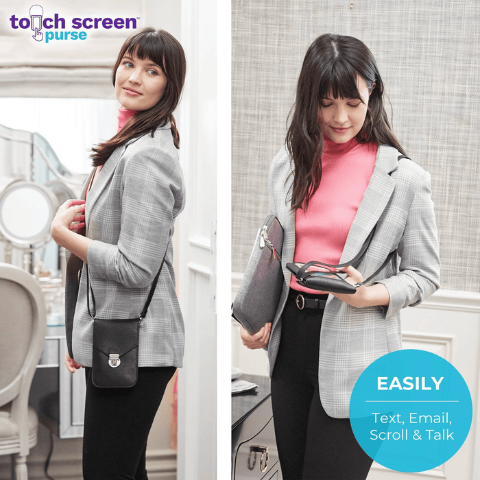 Touch Screen Purse by Lori Greiner Fits Most Smartphones ¨C Stylish Crossbody with Shoulder Strap -RFID Keeps Cash, Credit Cards, Phone Screens Safe