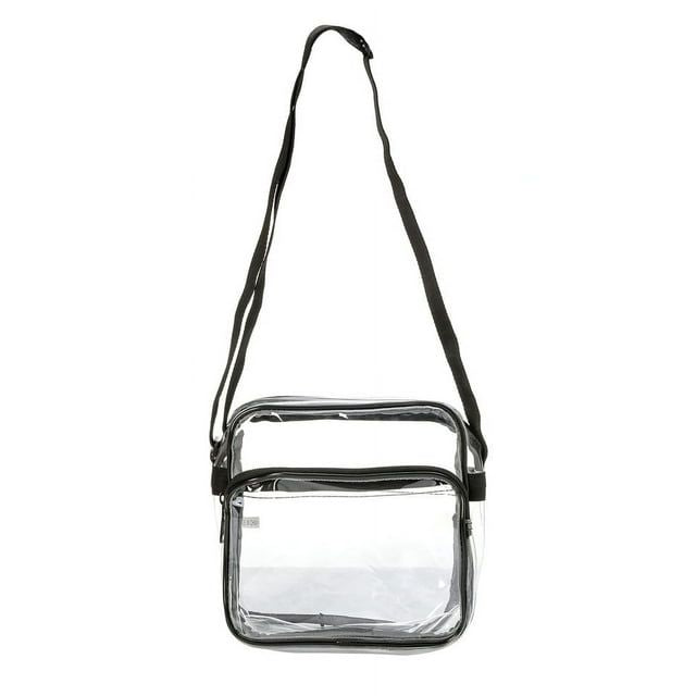 K-Cliffs Heavy Duty 8" Clear High Quality Transparent Pvc Shoulder Bag Nfl Aaf Stadium Approved Small Handbag with Adjustable Strap Black Trim Unisex