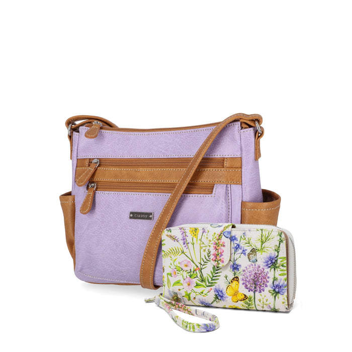 Koltov Vegan Leather Naomi Large Crossbody with Willow Wallet, Lilac