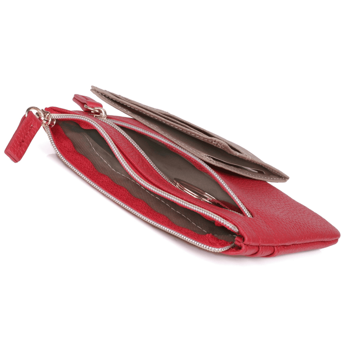 Dopp Women's Pik-Me-Up Large ID Coin Card Case Leather, Red