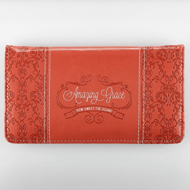 Amazing Grace Coral Faux Leather Checkbook Cover