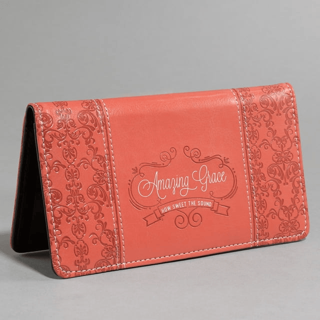 Amazing Grace Coral Faux Leather Checkbook Cover