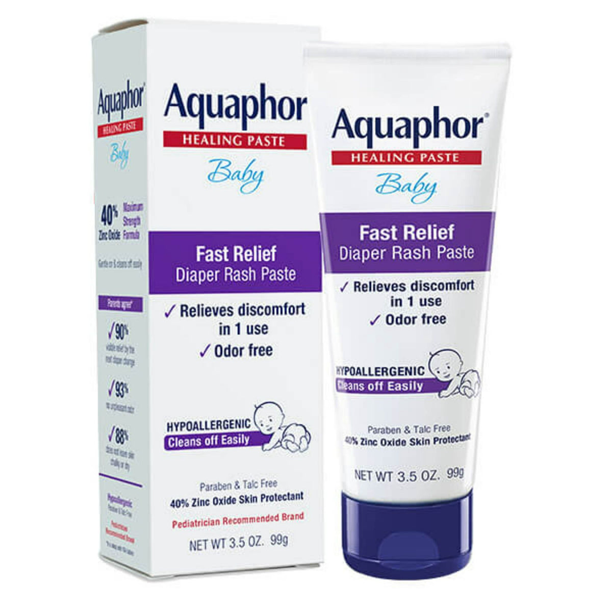 Aquaphor Baby Diaper Rash Paste, Maximum Strength 40% Zinc Oxide, Diap ...