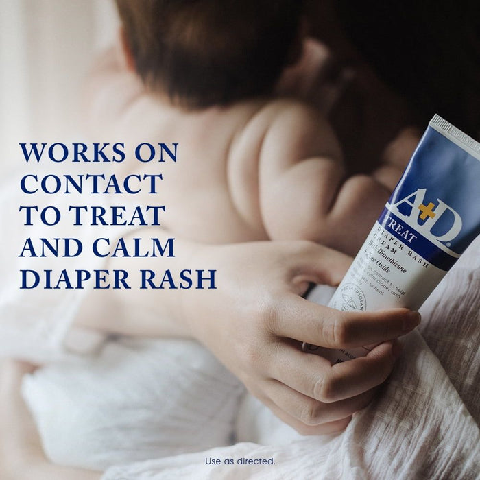 A+D Treat Diaper Rash Cream, Baby Skin Care with Zinc Oxide, 4 Oz Tube