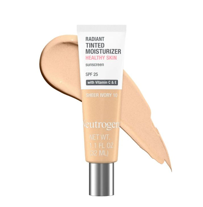 Neutrogena Radiant Tinted Face Moisturizer, Sheer Ivory 10, 1.1 fl. oz