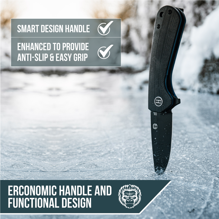 The Peasant Folding Pocket Knife Giftset for Men and Women (Black and Blue)