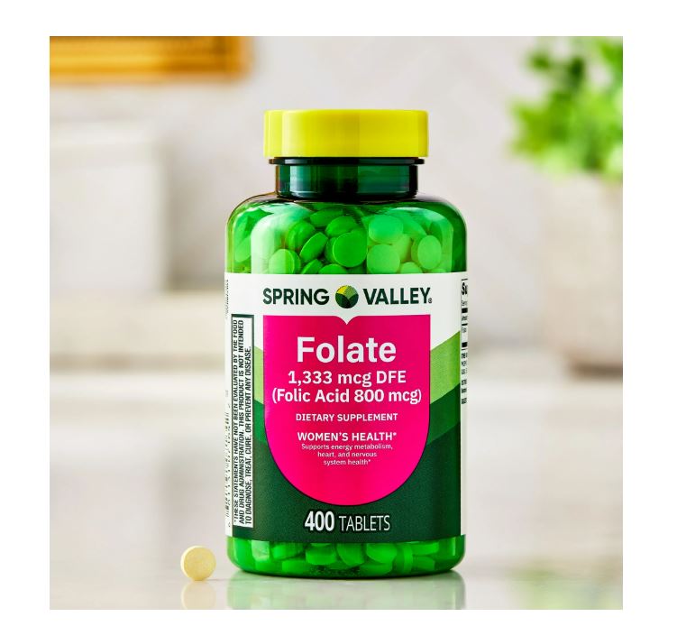 Spring Valley Folate Dietary Supplement, 1,333 mcg DFE, 400 Count