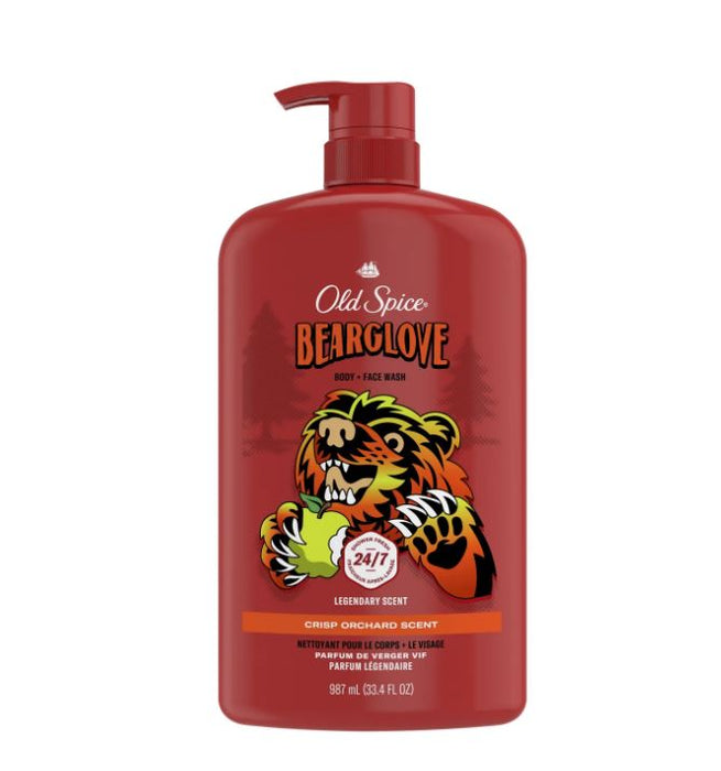 Old Spice Men's Body Wash, Bearglove, Long Lasting Lather, 33.4 fl oz