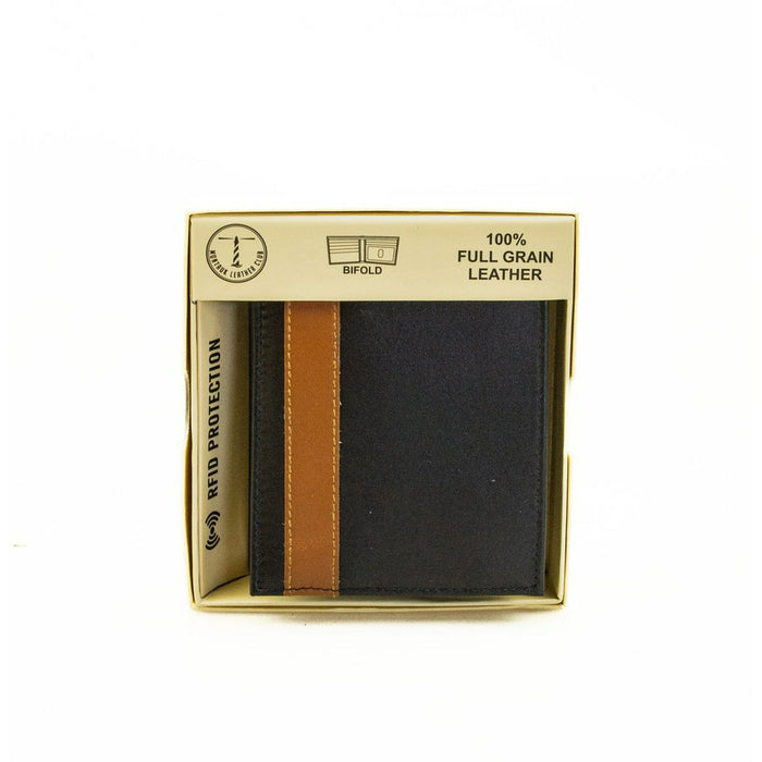 Bifold w/leather strip