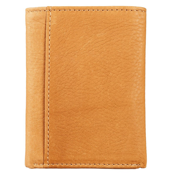 Eagle Tri-Fold in Saddle Tan - Isaiah 40:31 Leather Wallet