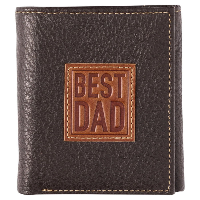 Christian Art Gifts Genuine Leather RFID Bifold Wallet for Men | Best Dad Ever