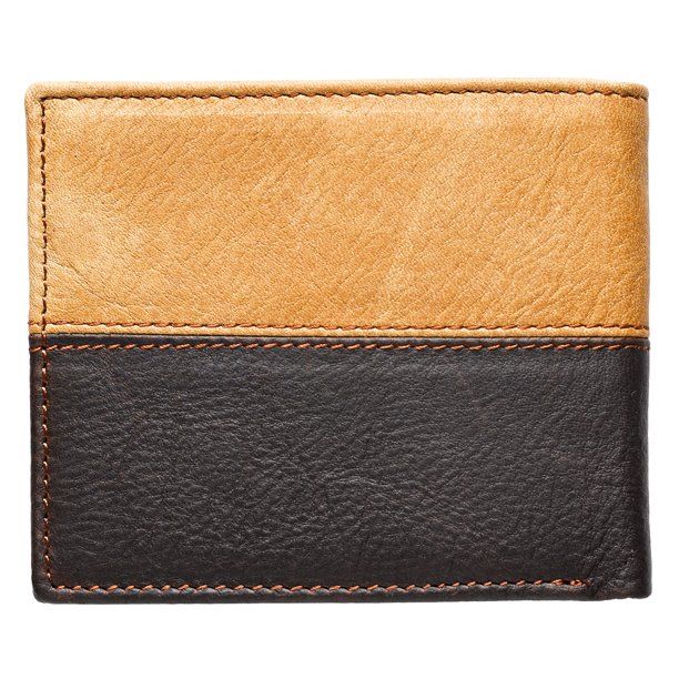 Two-tone Brown Leather Wallet with Cross Badge