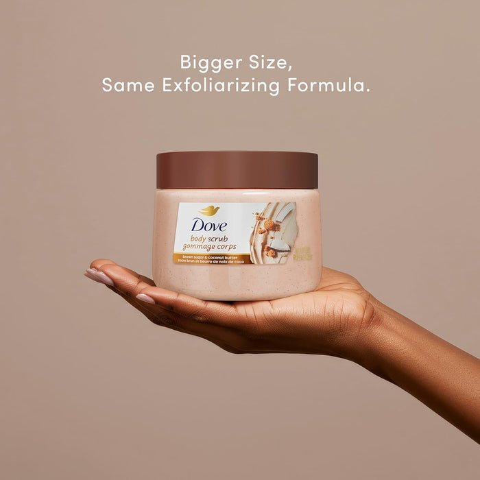 Dove Brown Sugar and Coconut Butter Body Scrub Exfoliates and Deeply Nourishes for Smooth, Radiant Skin 15 oz