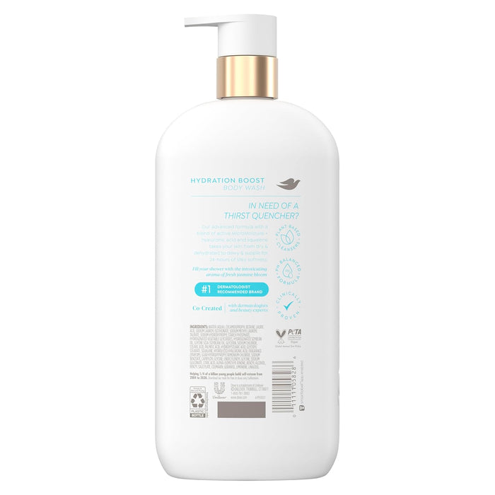 Dove Body Wash Hydration Boost Actively drenches dry skin 6% hydration serum with hyaluronic 30 Fl Oz