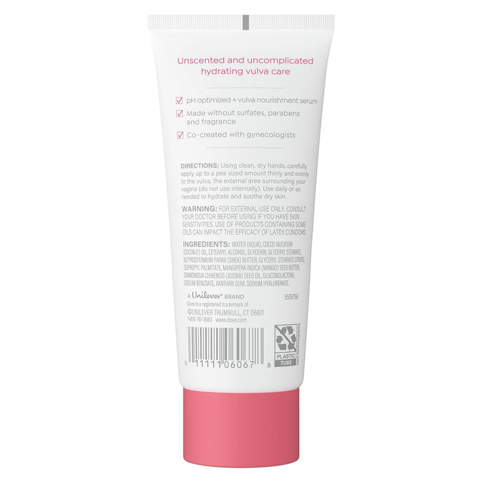 Dove Ultra Gentle Unscented Vulva Balm for Women - Hydrates Dry Intimate Skin-Perfect for Menopause, 3 oz