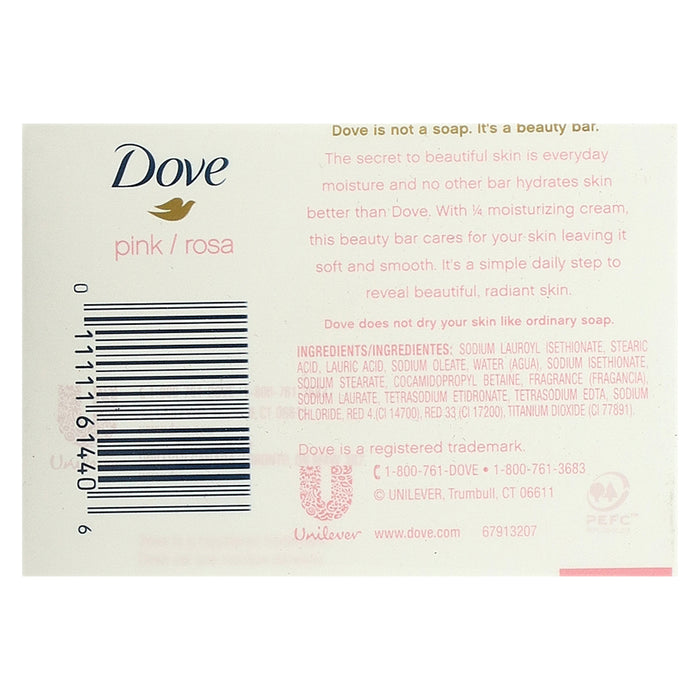 Dove, Beauty Bar Soap with Deep Moisture, Pink, 4 Bars, 3.75 oz