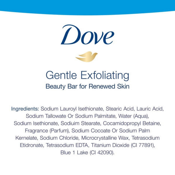 Dove Beauty Bar Women's Bath Soap Gentle Exfoliating Renews Soft Smooth Skin, 3.75 oz 4 Bars
