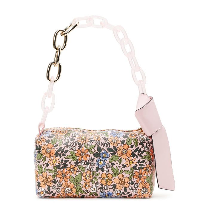 No Boundaries Women's Shoulder Handbag with Chain Strap, Pink Floral