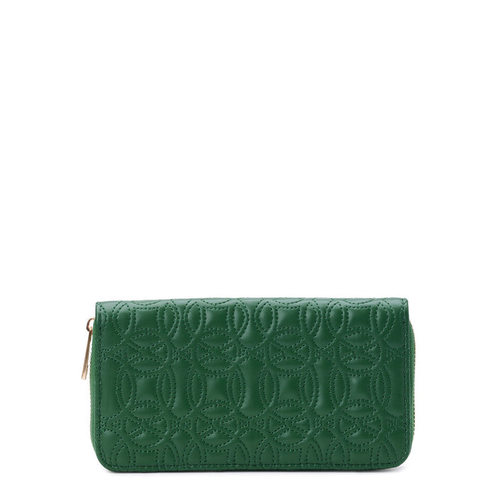 Time and Tru Women's Alex Zip Around Wallet Quilted Green Bead