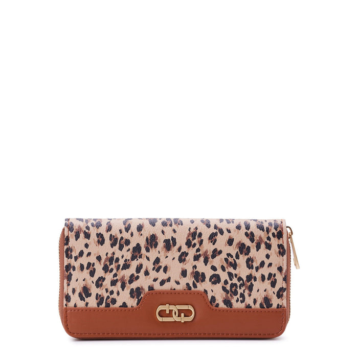 Time and Tru Women's Alex Zip Around Wallet Layered Leopard