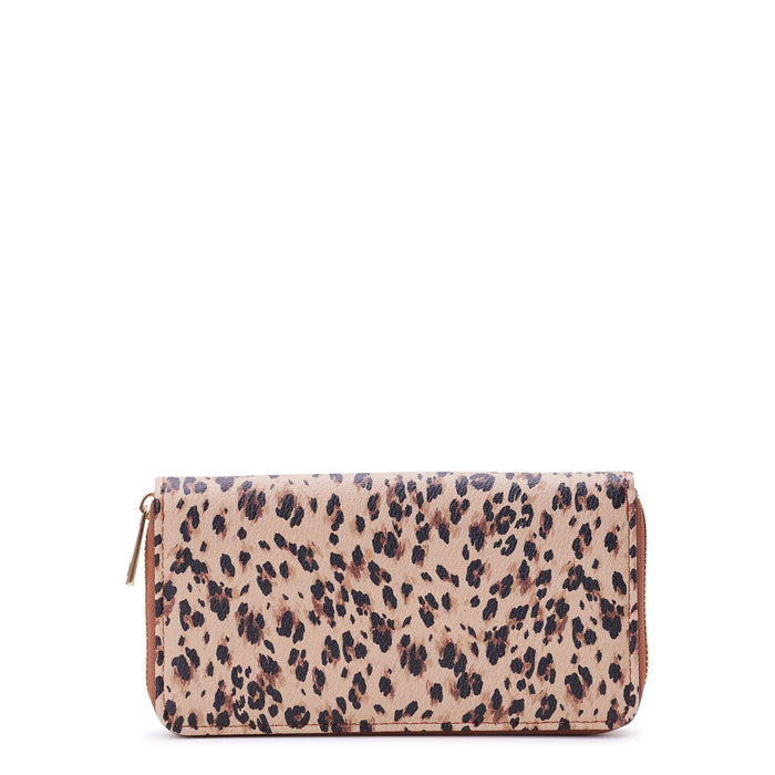 Time and Tru Women's Alex Zip Around Wallet Layered Leopard