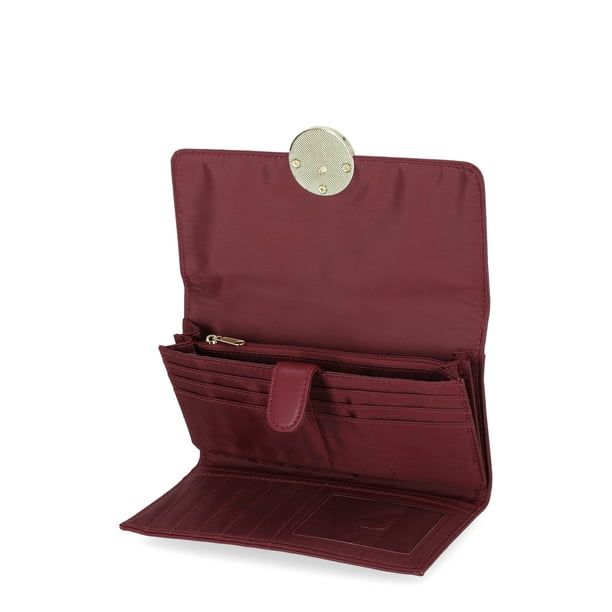 Time and Tru Women's Piper Clutch Wallet Vinyl Solid Maroon