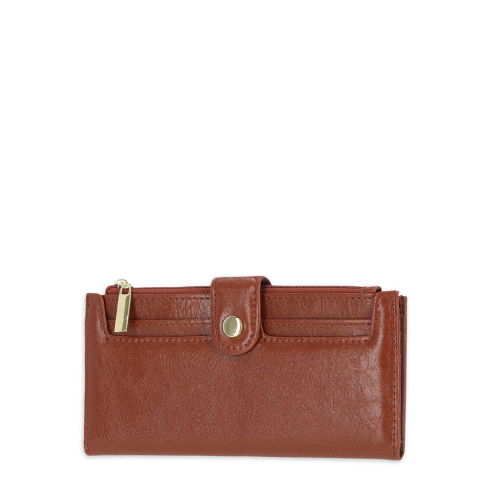 Time and Tru Women's Suzy Q Wallet Vinyl Solid Brown