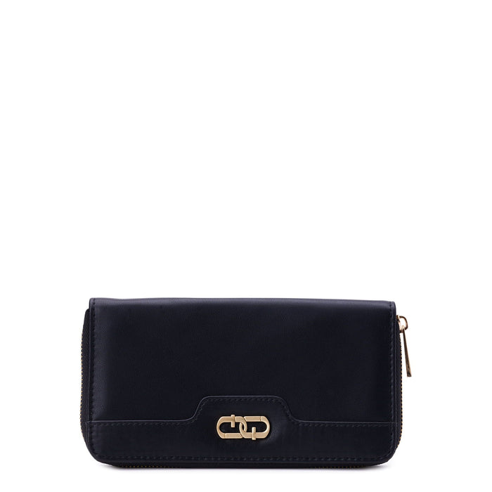 Time and Tru Women's Alex Zip Around Wallet Black
