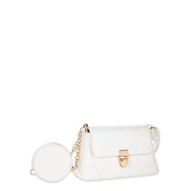 BeCool Women's Adult Crossbody Handbag with Purse 2-Piece Set Cream