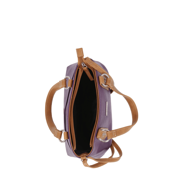 Koltov Vegan Leather Olivia Small Satchel, Eggplant/Honey