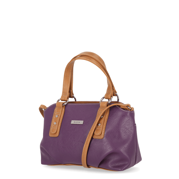 Koltov Vegan Leather Olivia Small Satchel, Eggplant/Honey